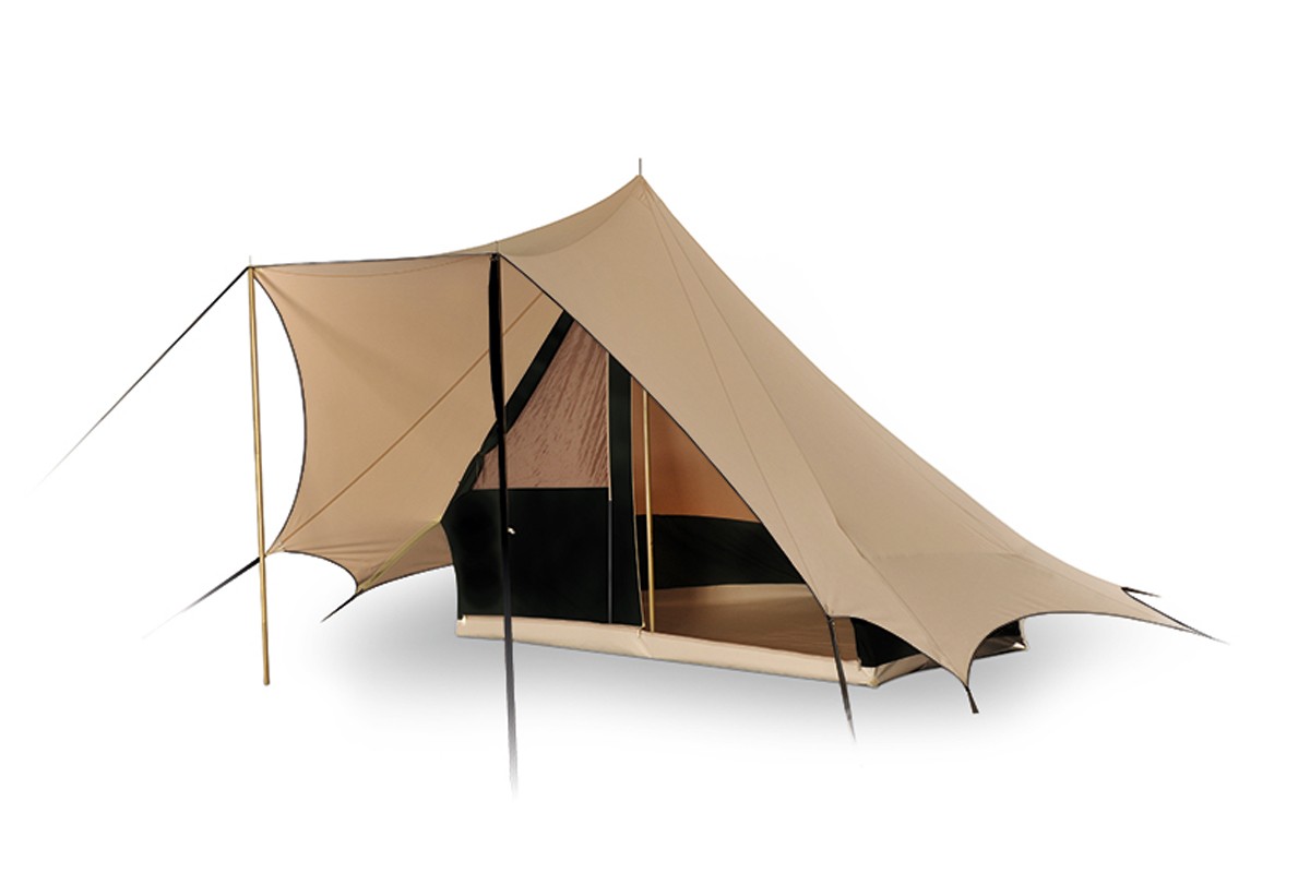 Enkeldakstent 240 katoenen tent, beige zwart