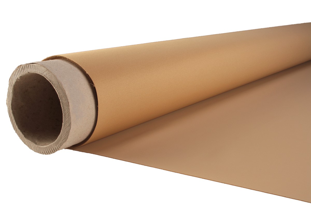 stretch cm, PVC/PU gecoat polyester, 550 gr/m², brandwerend, beige
