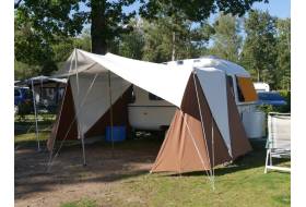 Atomatent luifel voor Biod Extase caravan met zijschermen en zonne- en regenpunten, op aanvraag