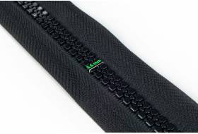 YKK VISLON bloktandrits 8,6 mm V 2-weg O-vorm niet-deelbaar zwart met metalen schuiver