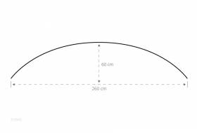 Gebogen windscherm Mistral 300 met 2 smalle ramen plattegrond
