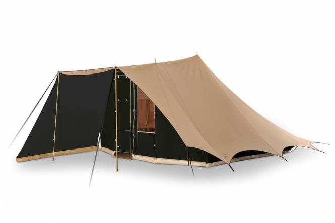 Cotton pyramid tent Bedouin 340 sand/black with sewn in groundsheet