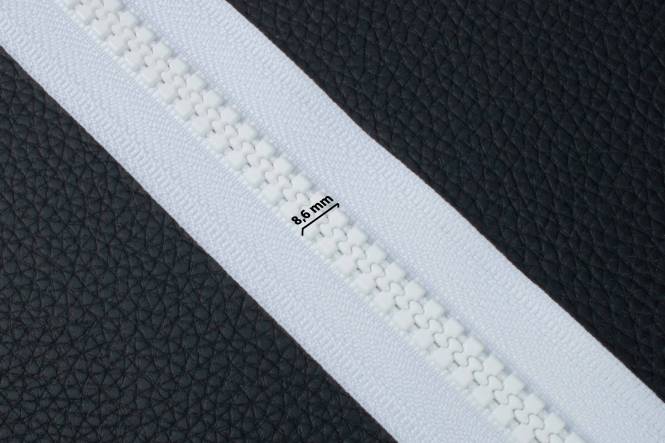 YKK VISLON Profilreißverschlüsse 8,6 mm 10V nicht teilbar weiß mit Metallschieber