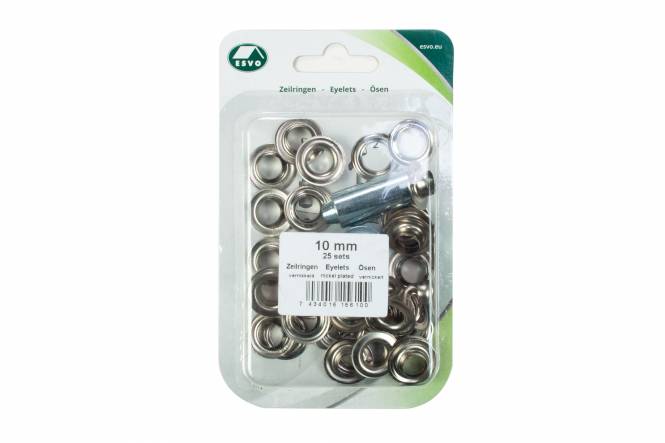 Satz ESVO Ösen Ø 10 mm vernickelt, 25 Stück