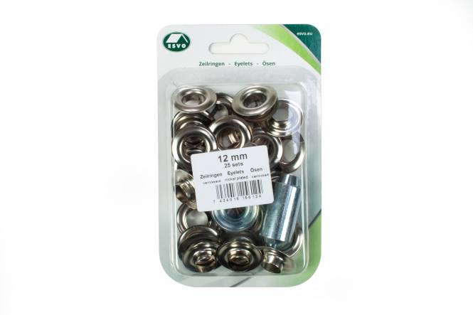 Set ESVO zeilringen Ø 12 mm messing vernikkeld, 25 stuks