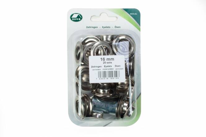 Satz ESVO Ösen Ø 16 mm vernickelt, 25 Stück