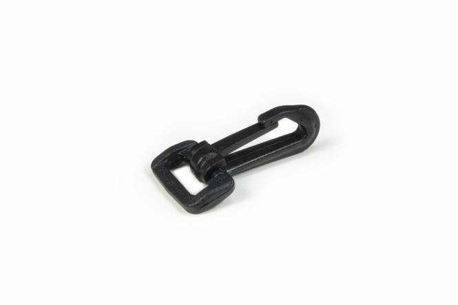 Carabiner / Musketon hook, plastic, black for 25 mm tape