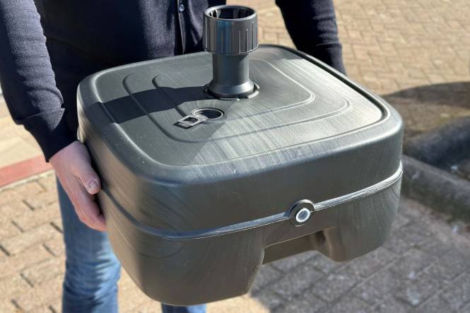 Vulbare parasolvoet 40 kg, op wielen, 40 liter inhoud
