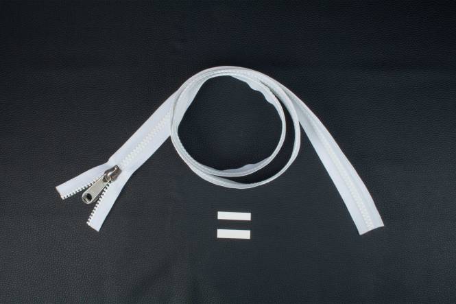 YKK VISLON Profilreißverschlüsse 8,6 mm 10V nicht teilbar weiß mit Metallschieber