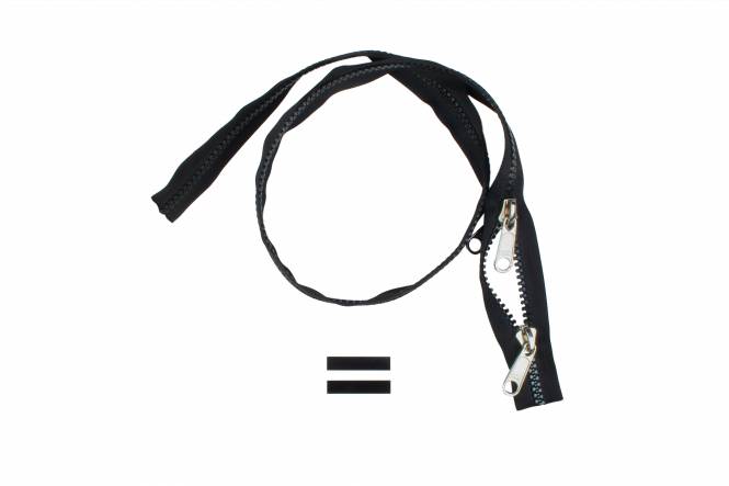 YKK VISLON bloktandrits 8,6 mm V 2-weg O-vorm niet-deelbaar zwart met metalen schuiver