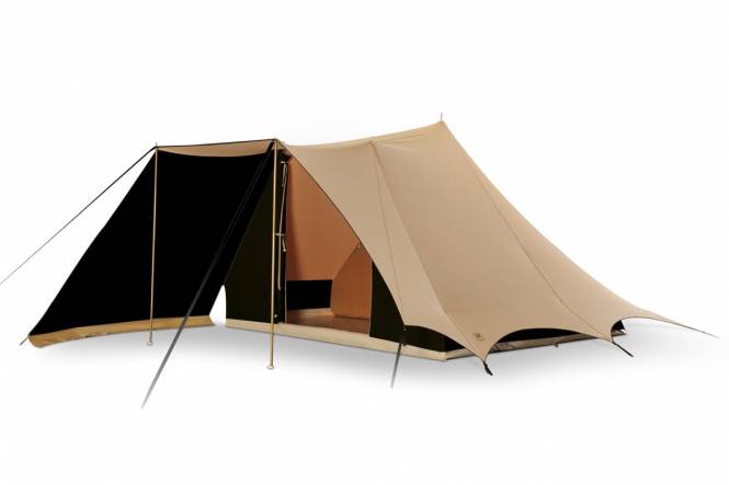 Cotton pyramid tent Bedouin 280 with sewn in groundsheet, sand/black