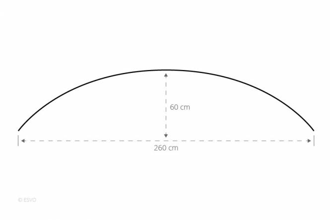 Gebogen windscherm Mistral 300 met 2 smalle ramen plattegrond