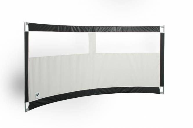 Gebogen windscherm ESVO Mistral 300 met 2 smalle ramen PVC