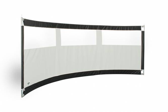 Gebogen windscherm ESVO Mistral 395 met 3 smalle ramen PVC