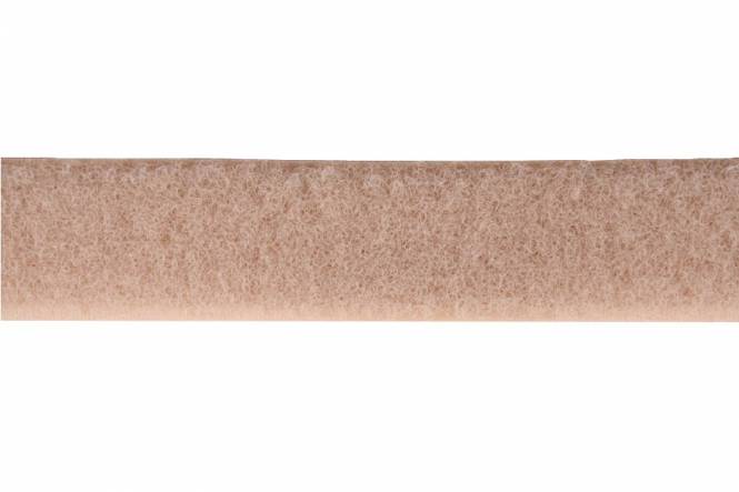 Klittenband 20 mm beige, zachte zijde, lus