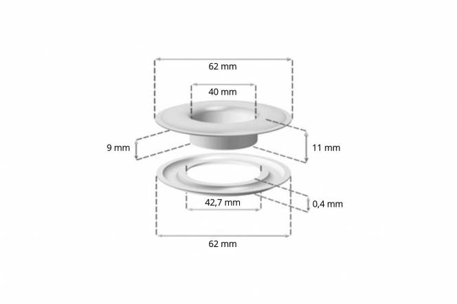 Set van 25 ESVO zeilringen Ø 40 mm messing