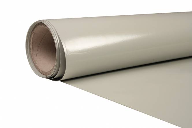 Zeildoek 650 grams brandvertragend bisonyl 300 cm, lichtgrijs RAL 7038