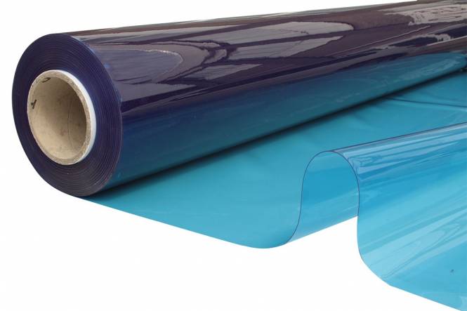 Transparant Zeltfensterfolie FR 140 cm, 0,60 mm, blauw