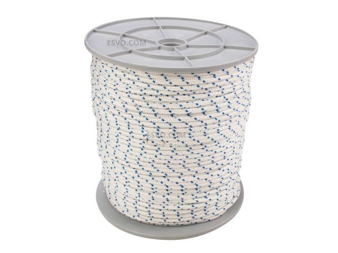 Boottouw, 5 mm, polyester, 16 kops gevlochten, blauw/wit