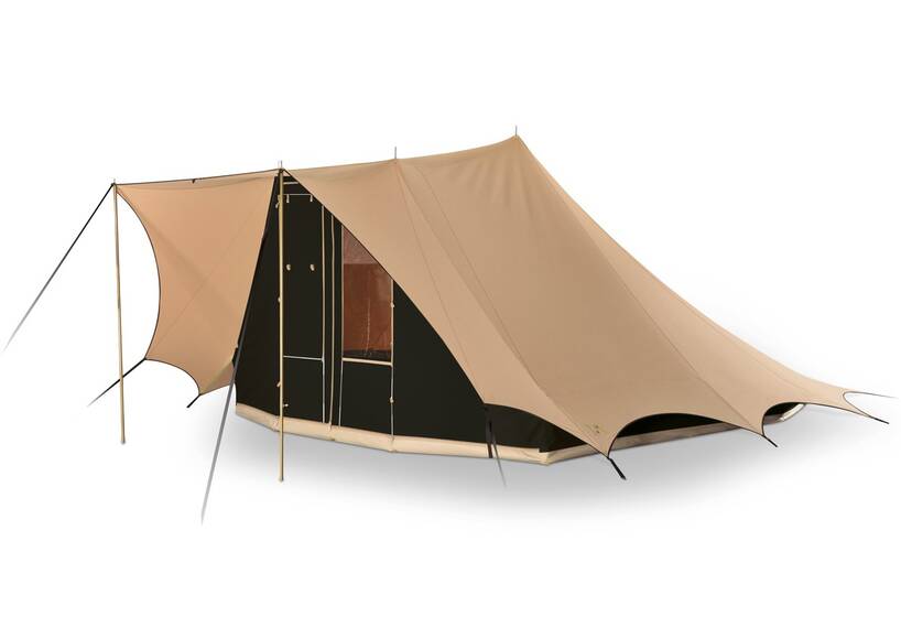 Piramidetent, dubbeldaks tent Bedouin 340 beige/zwart, katoenen tent