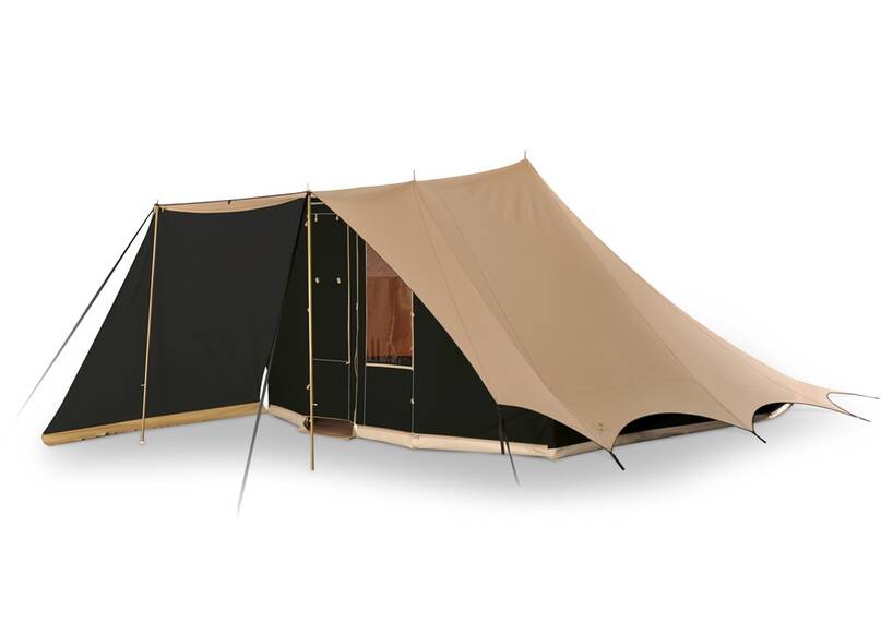 Piramidetent, dubbeldaks tent Bedouin 340 beige/zwart, katoenen tent