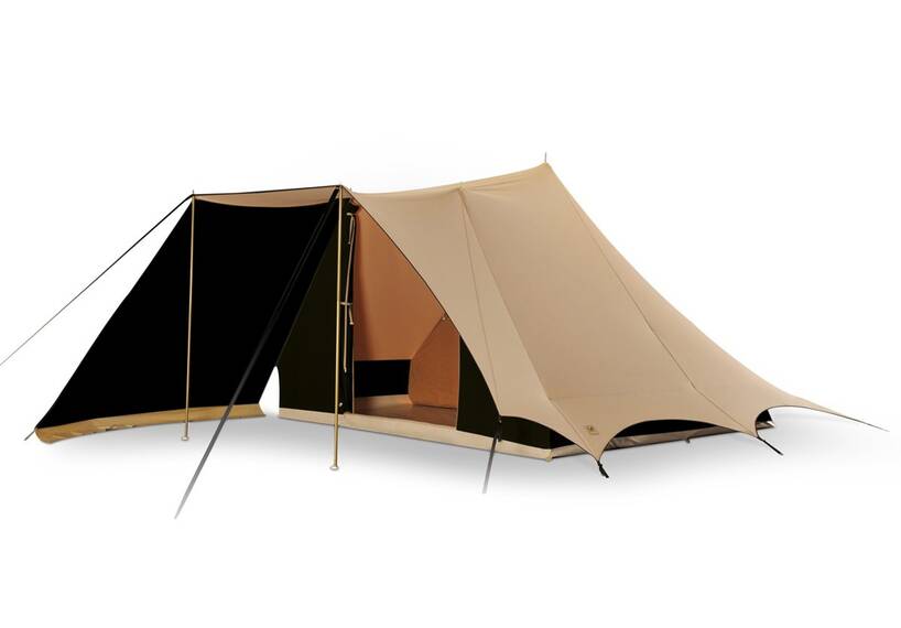 Cotton pyramid tent Bedouin 280 with sewn in groundsheet, sand/black