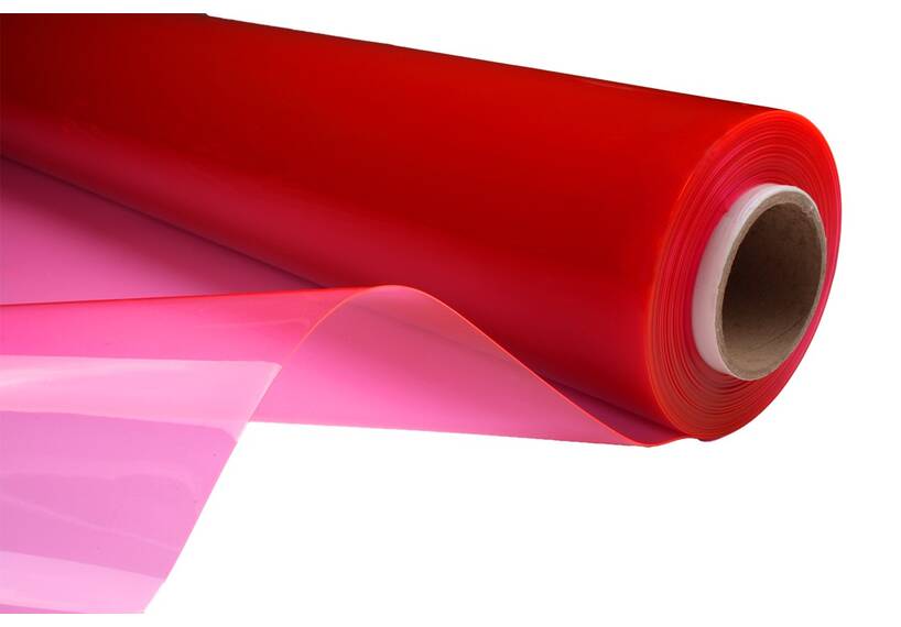 Roze transparante plastic folie, 140 cm, 0,60 mm