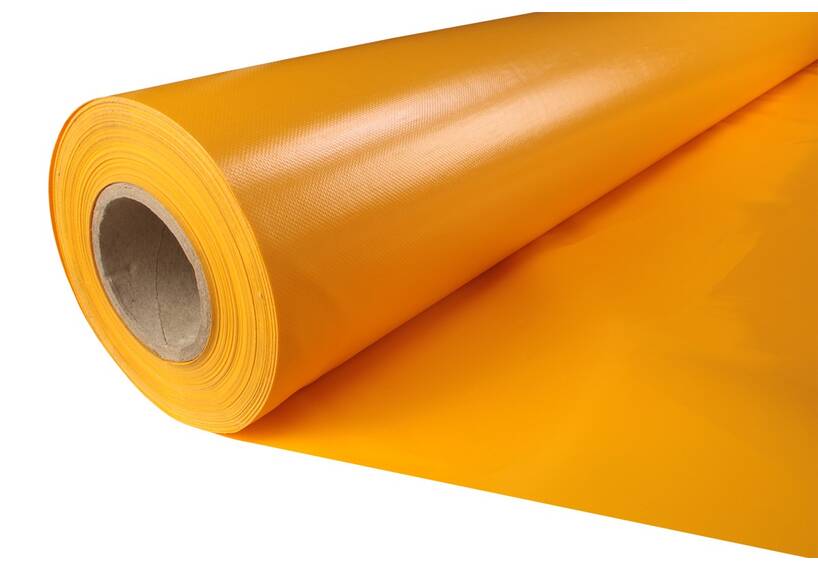 Versterkt PVC zeildoek voor dekzeil, geel RAL 1003 250 cm, 650 gr/m²