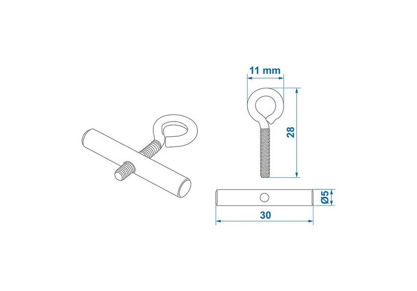 Kederöse, für Kederschiene mit Ø 5-6 mm, Set von 2 Stück