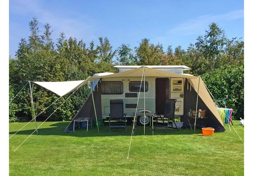 Atomatent luifel voor ERIBA Pan caravan met een extra staander, op aanvraag