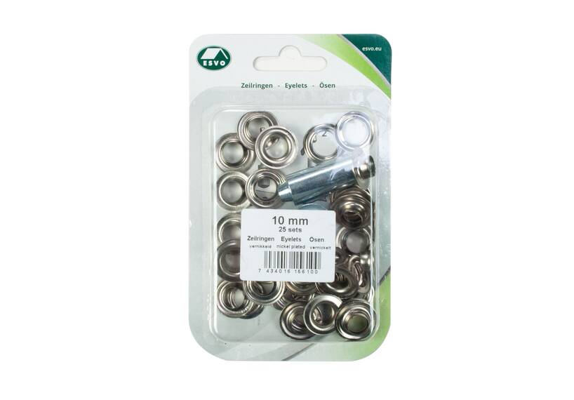 Set ESVO eyelets Ø 10 mm nickel plated, 25 pieces