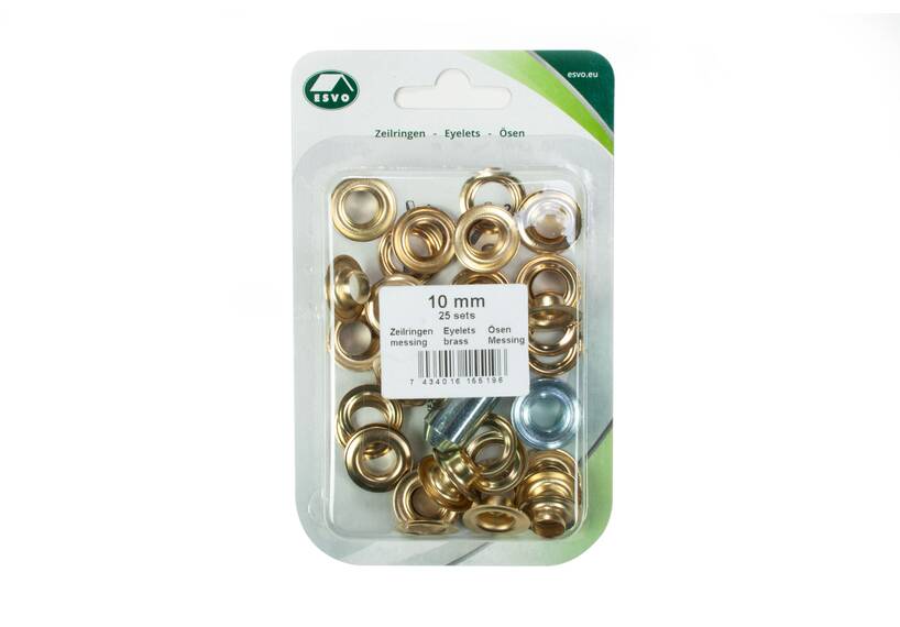 Set ESVO zeilringen Ø 10 mm messing, 25 stuks