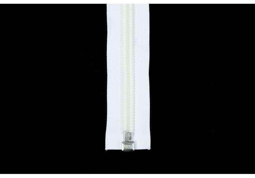 YKK zip-fastener 10 mm with open end white, 100 cm / 39.4 inch