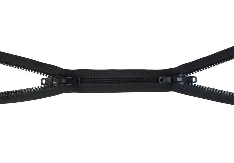 YKK VISLON bloktandrits 8,6 mm 10 V 2-weg X-vorm niet-deelbaar zwart met kunststof auto lock schuiver
