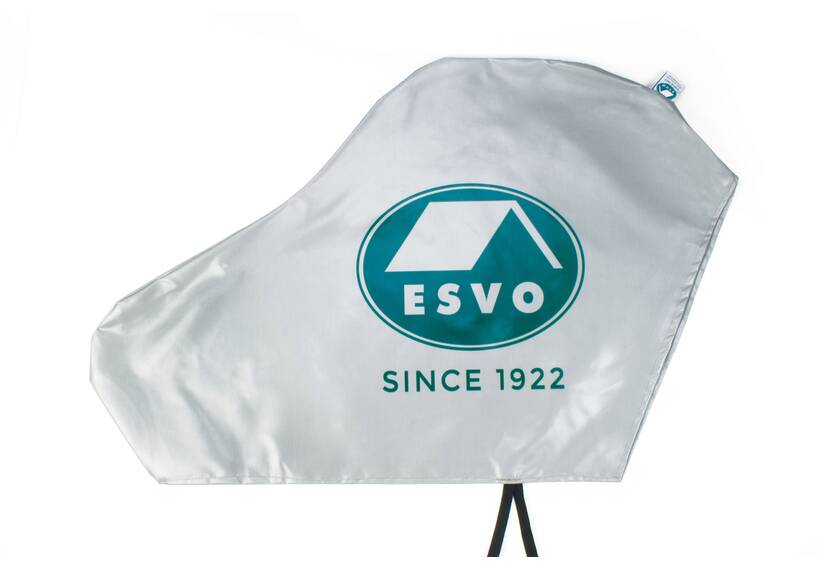 Deichselschutzhaube – UV-beständig, gefertigt aus strapazierfähigem, verstärktem PVC, grau mit ESVO-Logo