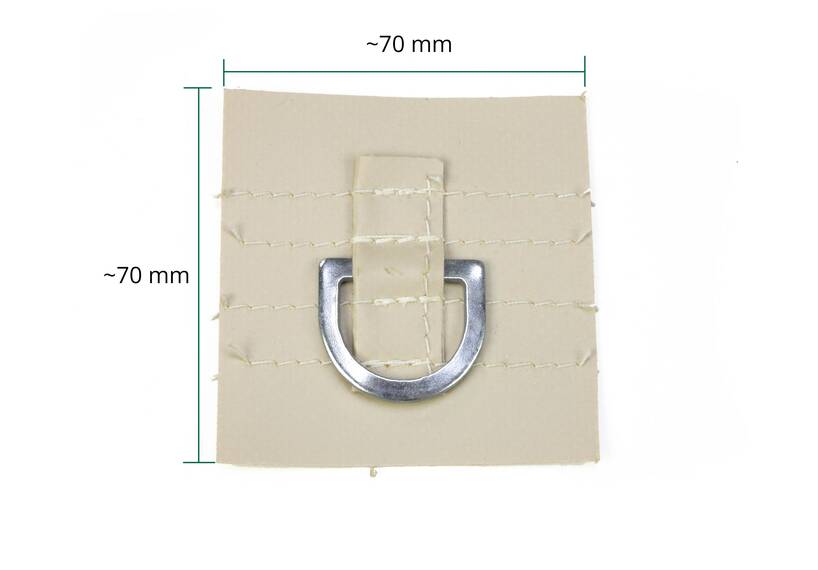 Verstevigingsvierkant met ESVO D-ring, beige, ca. 70 x 70 mm