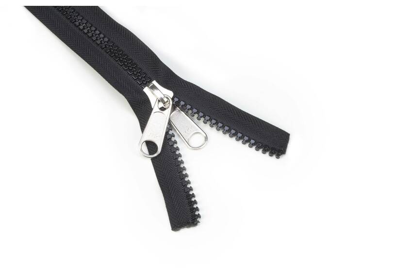 YKK VISLON bloktandrits 8,6 mm 10V niet-deelbaar zwart met metalen schuiver
