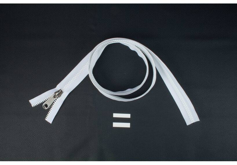 YKK VISLON bloktandrits 8,6 mm 10V niet-deelbaar wit met metalen schuiver