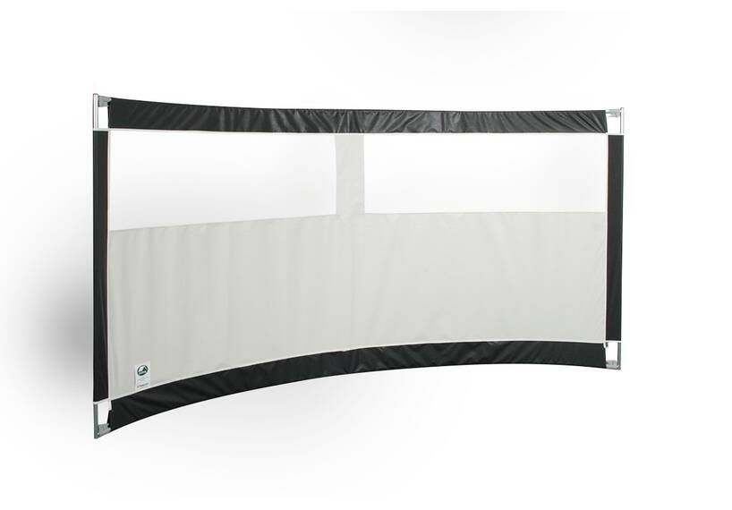 Gebogen windscherm ESVO Mistral 300 met 2 smalle ramen PVC
