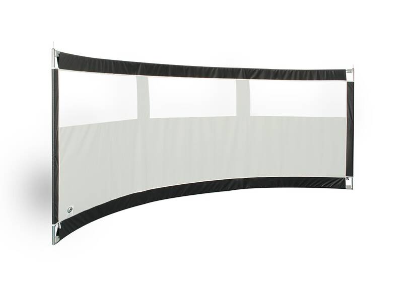 Gebogen windscherm ESVO Mistral 395 met 3 smalle ramen PVC