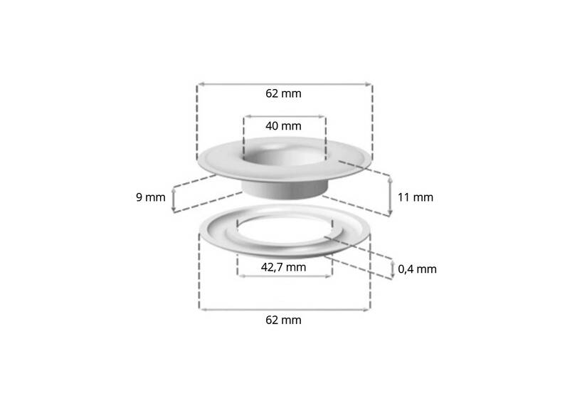 Set van 25 ESVO zeilringen Ø 40 mm messing