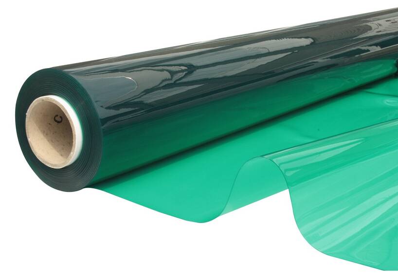 Transparant plastic FR, 140 cm, 0,60 mm, green